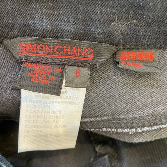 Simon Chang women black beaded jeans straight leg mid rise silver studs size 6 - Picture 7 of 14